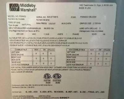 USED MIDDLEBY MARSHALL PS640G