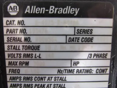 USED ALLEN BRADLEY H-4075-R-H04AA SERVO MOTOR 193476 H4075RH04AA