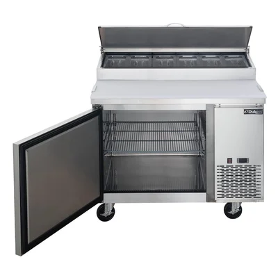 New | in-Stock Dukers New Dukers DPP44-6-S1 Commercial Single Door Pizza Prep Table Refrigerated Food Prep Tables Illinois US | Falcon Restaurant Supply #1376293