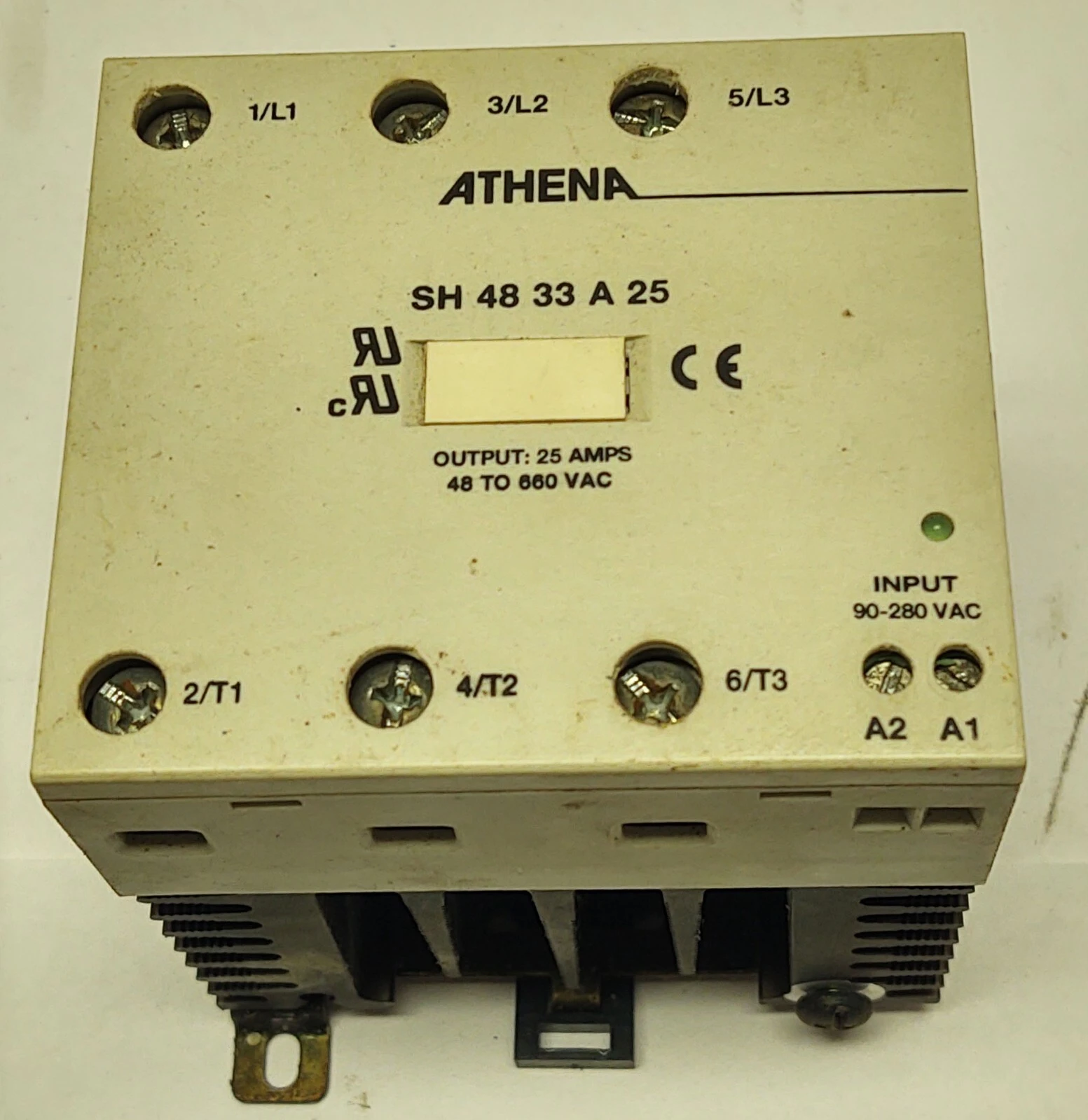 ATHENA SH 48 33 A 25 3PHASE SSR SOLID STATE RELAY 3PH 25AMP 90-280 INPUT 660VAC