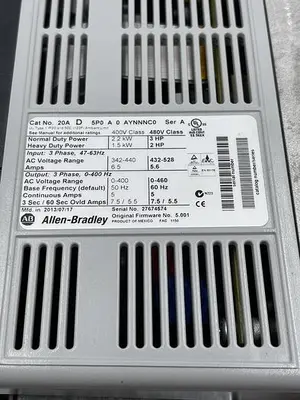 Used ALLEN-BRADLEY ALLEN-BRADLEY 20A D 5P0 A 0 AYNNNC0 SER A Variable Speed Drives | ND Industrial Surplus #1214433
