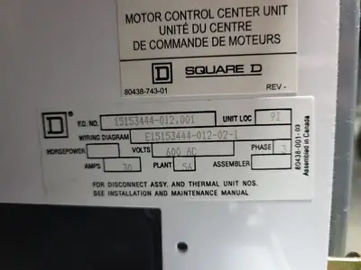 USED SQUARE D MODEL 6