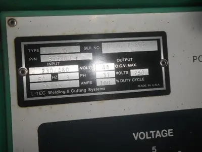 6785-300 L-Tec, 250 Amp MIG Welding System Model VI-252-CV, S/N: B87G-75202