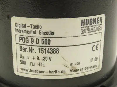 Hubner POG 9 D 500 Digital Tacho Incremental Encoder 12/24VDC 12k RPM
