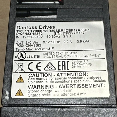 NEW Danfoss VLT2803PS2B20SBR1DBF12A00C1