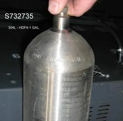 Tank, 1 Gallon, 304L S/st, Pressure, Cylinder, 1800 PSI, #S732735