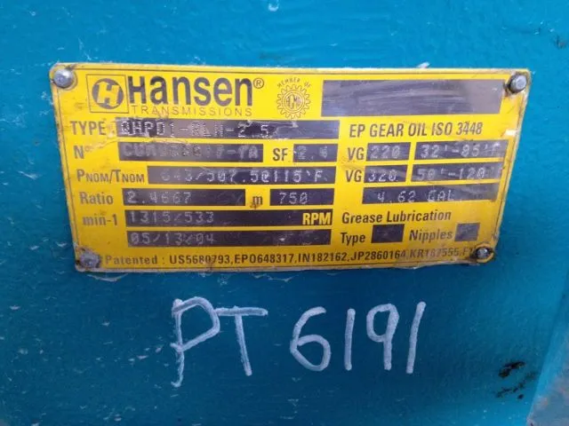 Used Hansen QHPD1-RLN-2.5 Gearboxes Minnesota US | Peak Machinery, Inc. #288929