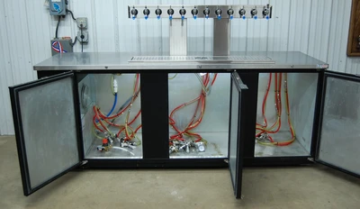 142-1109 Asber 8' 3 Door Cooler w 12 Tap Beer Kegerator #ADDC-94 NT