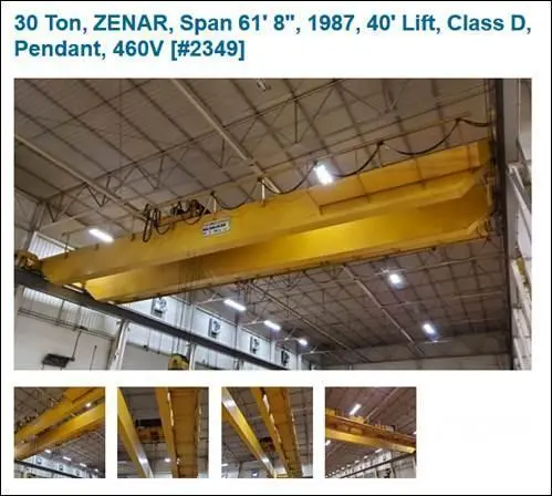 Used ZENAR _UNKNOWN_ Bridge & Overhead Cranes Ohio US | Yoder Brothers machinery #925104