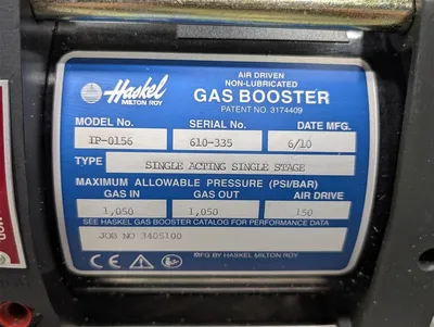 Haskel Milton Roy IP-0156 Single Acting Single Stage Gas Booster New NIB