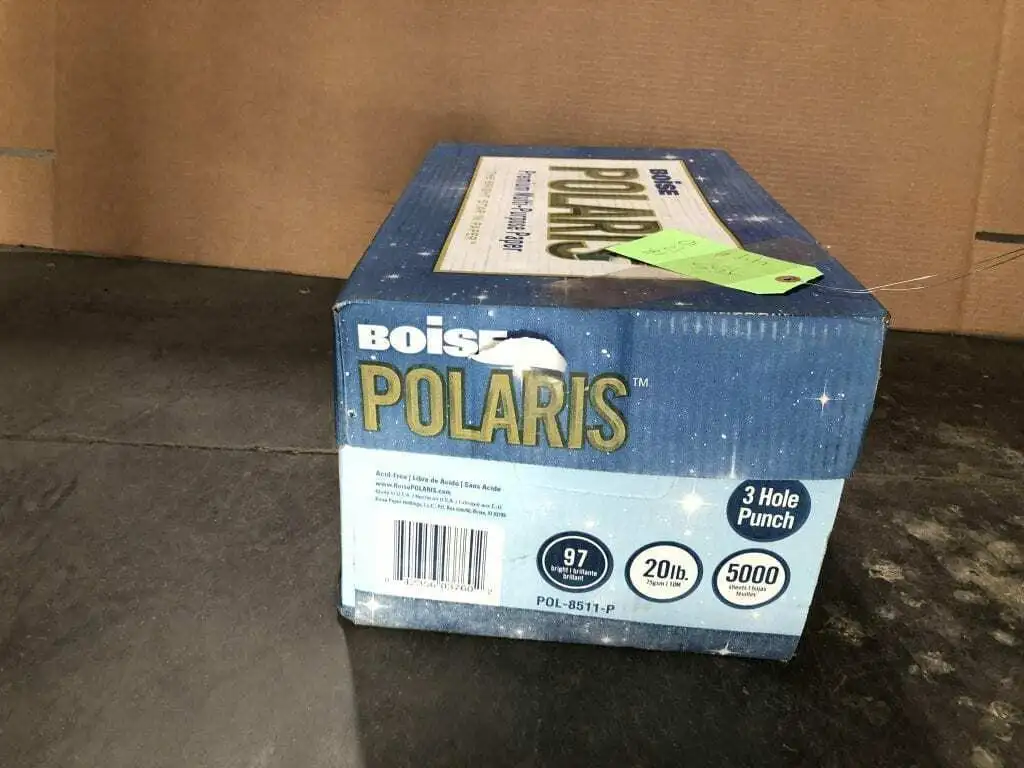 Polaris 8.5″ X 11″ 3-Hole Punch Multi-Purpose Letter Paper ; White -NIB of 5000