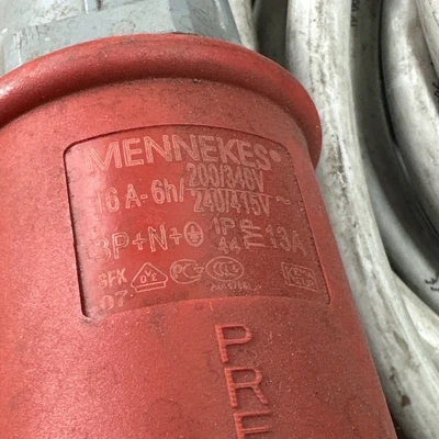 (2) MENNEKES 16A-6h - TYP 3 Industrial Plug (3P + N) IP44 200/346V 240/415V