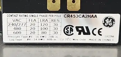 GE CR453CA2HAA 20A 2POLE DEFINITE PURPOSE CONTACTOR. Loc4E-29