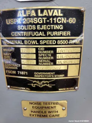 USED ALFA LAVAL USPX 204SGT-11CN-60