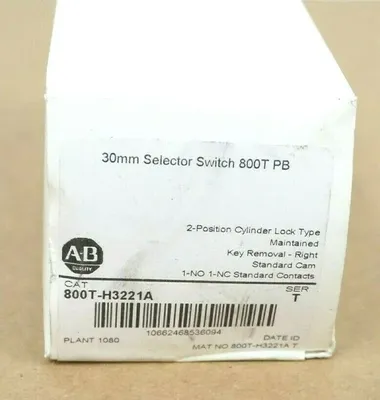 NEW ALLEN BRADLEY 800T-H3221A SER.T 30MM SELECTOR SWITCH 800T PB 800TH3221A