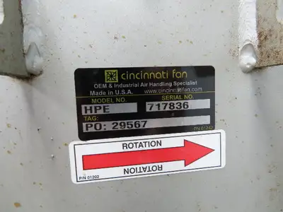 Used CINCINNATI FAN _UNKNOWN_ Blowers Indiana US | Arrow Industrial #1365700