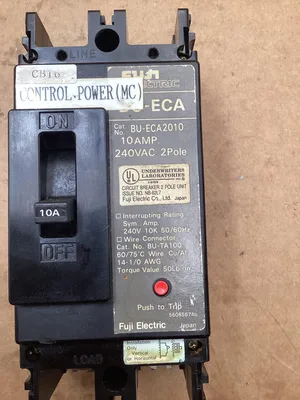 Fuji Electric 10A Circuit Breaker; BU-ECA2010 10A 240VAC 2 Pole