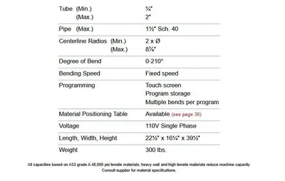 ERCOLINA SB48 Super Bender 2" Tube or 1-1/2" Sch. 40 Pipe Pipe, Tube & Profile Benders Non Mandrel | CML USA Inc. (3)