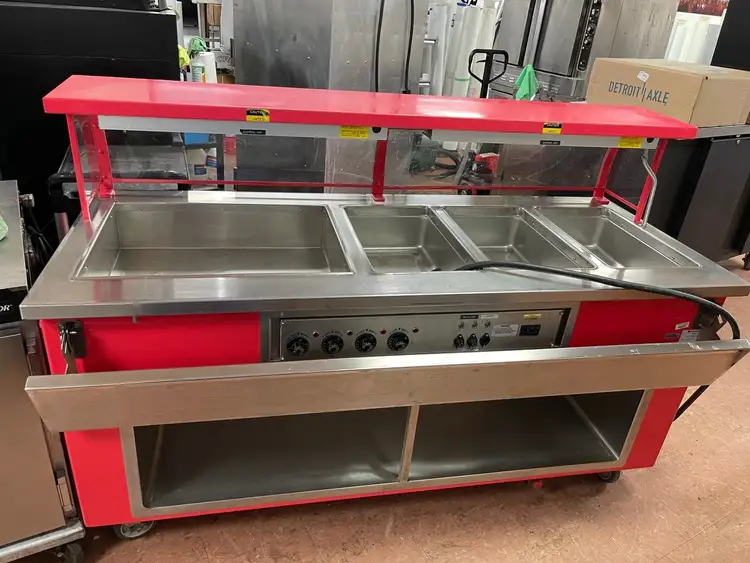 Used ColorPoint Used ColorPoint 74" Commercial Buffet 4 Open Well Steam Table Heated 220V Steam Tables (Food) Illinois US | Falcon Restaurant Supply #1376351