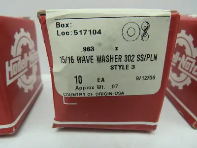Zoro WA3W35153503P Wave Washer 15/16 SS Plain Style 3 Wavy  LOT OF 40