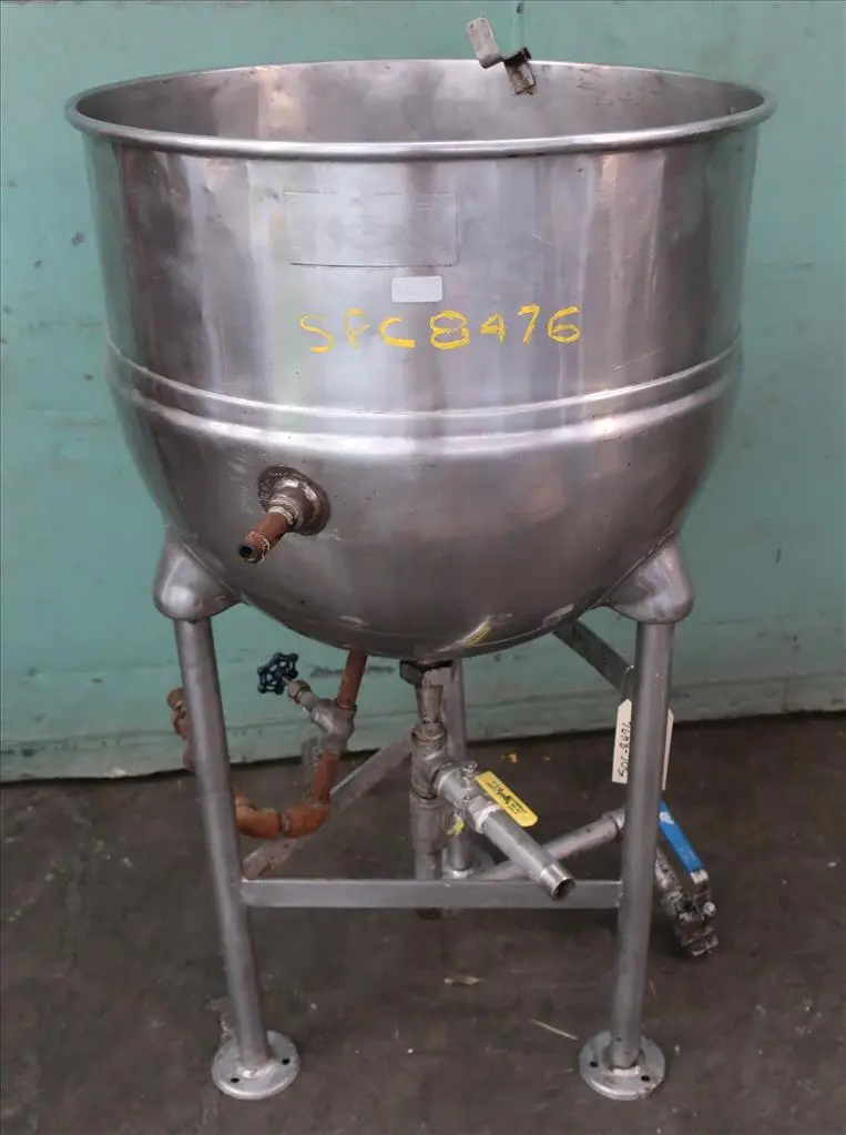 SPC8476  Kettle 30 gallon Groen hemispherical bottom kettle, 100 psi jacket rating, 316 SS