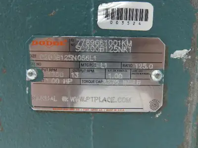 Dodge C200B125N056L1 Worm Gearbox 125:1 Reducer 13rpm 1Hp LH 56C