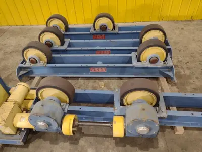 40 TON (80,000 LBS) x 15' WEBB MODEL R-500 POWERED TANK TURNING ROLLS; 1 DRIVE & 3 IDLERS