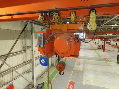 Cleveland Tramrail P&H 5 Ton Single Girder Underhung Bridge Crane 43' 8" Span