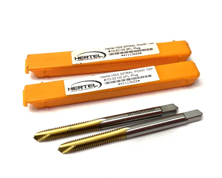 Used HERTEL SPIRAL POINT TAP: #10-32 UNF, 2 FLUTES, PLUG CHAMFER HSS/Cobalt Taps Michigan US | Maverick Industrial Sales #1092946