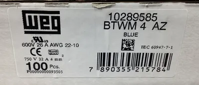 WEG 10289585 TERMINAL BLOCK BTWM 4 AZ BLUE (box of 100) 4C-29