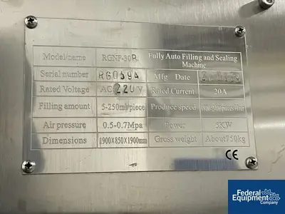 USED Rigao Corp Rigao Tube Filler, Model RGNF30B