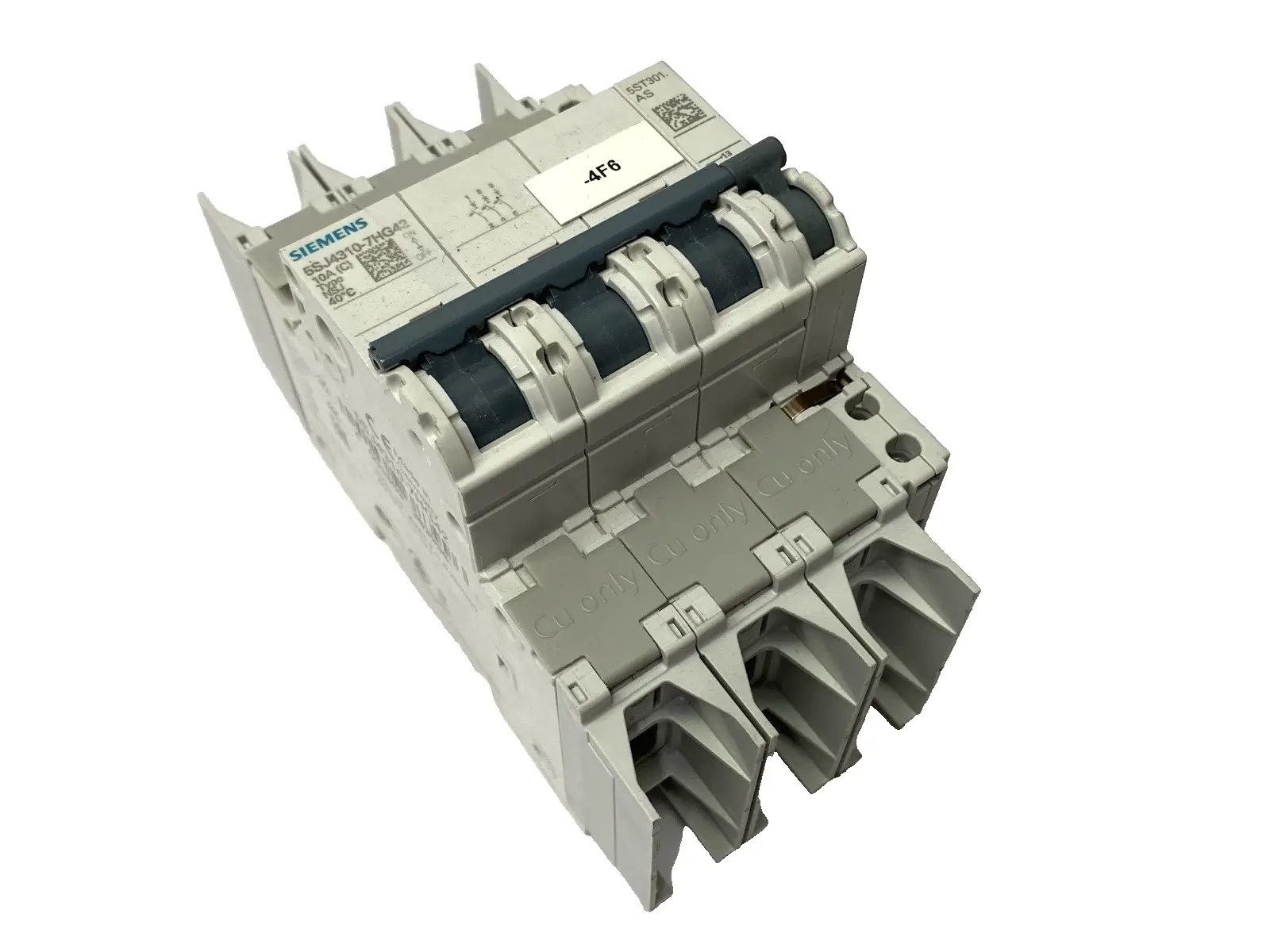 USED SIEMENS MINIATURE CIRCUIT BREAKER 3-POLE 10A W/ 5ST3010 SWITCH