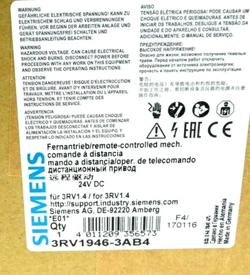 NEW SEALED SIEMENS 3RV1946-3AB4 REMOTE CONTROLLED MECH. 3RV19463AB4