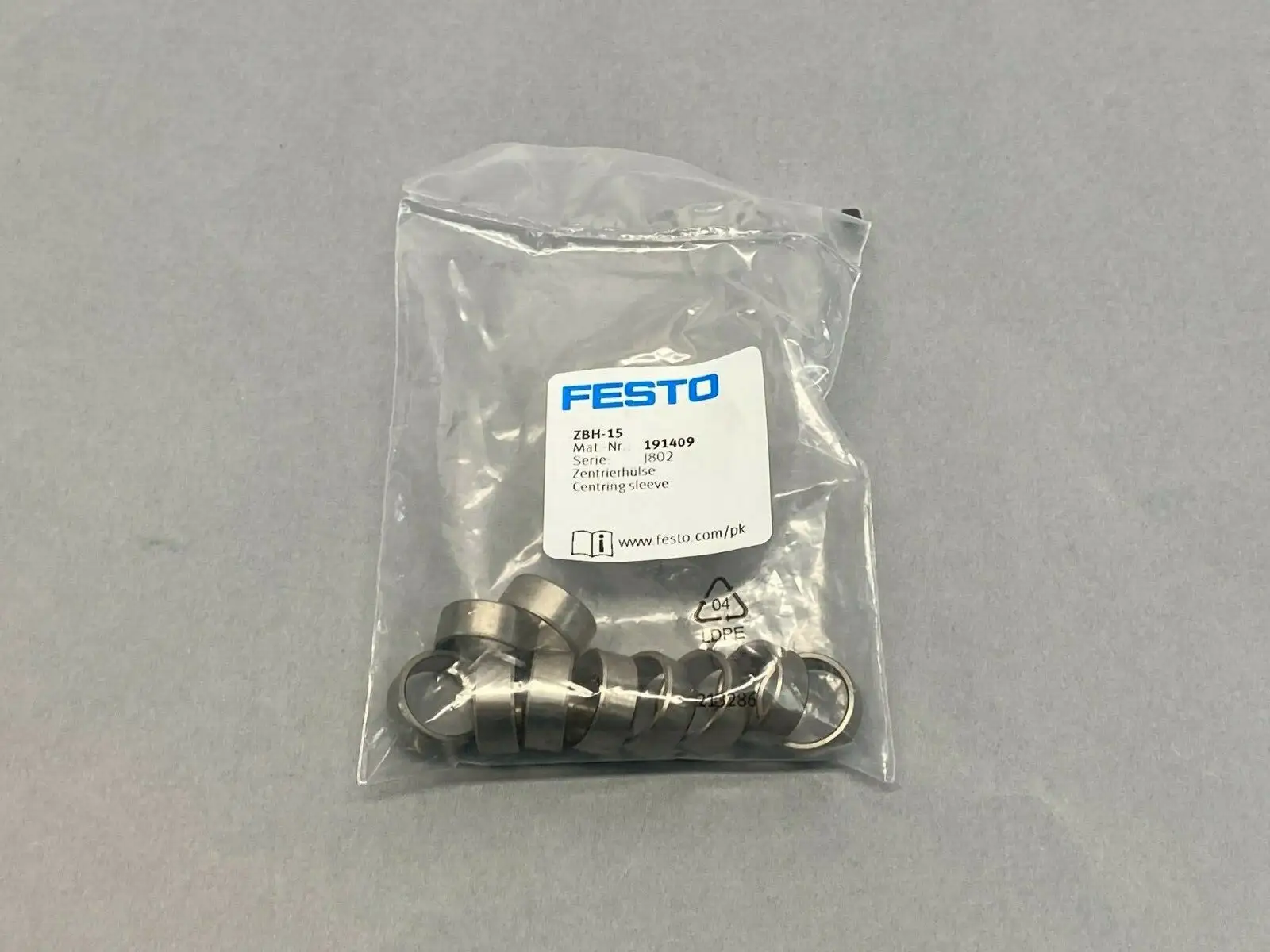 ZBH-15 | Festo  Centering Sleeve 15mm 191409 PKG OF 10 - New