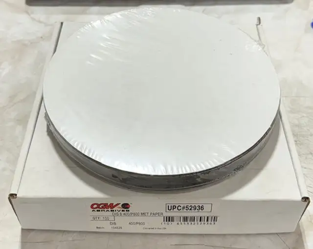 CGW 8" Metallurgical Sanding Disc Plain Backing 400 / P800 Grit Silicon Carbide 100 Pack