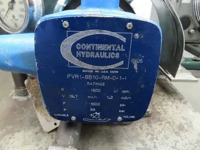 Continental PVR1 Hydraulic Power Unit 20 Gal 9gpm 1000psi 3Hp 460V w/Oil Cooler