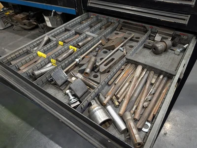 Assorted Mill & Lathe Tooling W/ 12-Drawer Modular Cabinet