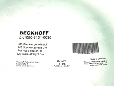 New | in-Stock Beckhoff EtherCAT Double Ended Cable Connector Accessories Michigan US | Maverick Industrial Sales #1462818