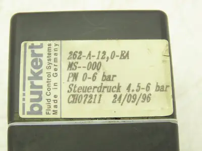 Burkert 262 Pneumatically Operated Valve 2 Position 2 port 0-87psi G 1/2