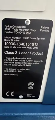Used 2016 EPILOG ZING 10000 LASER SYSTEM (ZING 16) Laser Cutters British Columbia CA | Lenmark #1424614