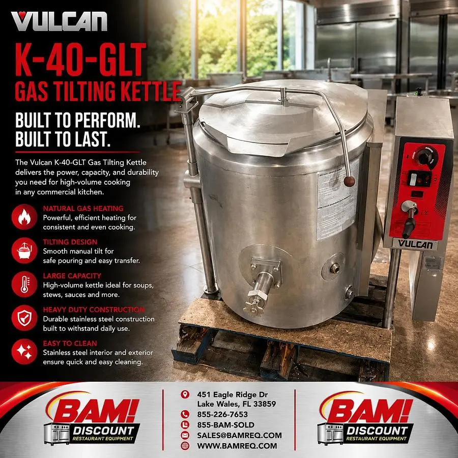 Used VULCAN K-40-GLT Cooking Kettles Florida US | BAM Discount Restaurant Equipment #1390058