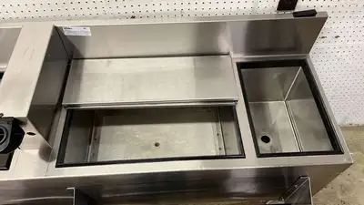 Used Glastender Used 64" Glastender Undercounter Stainless Cocktail Station with Ice Bin and Drain Board - RL Underbar Equipment Illinois US | Falcon Restaurant Supply #1373552