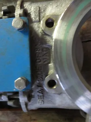 Orbinox  8"-150 knife gate valve, hand wheel operated