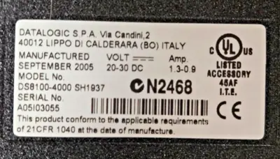 DATALOGIC DS8100-4000 DS81004000 BARCODE SCANNER