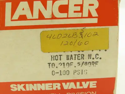 Skinner Lancer 4LD2LB5102 Solenoid Valve 2-Way NC 120V 100 PSI 3/8"NPT Hot Water
