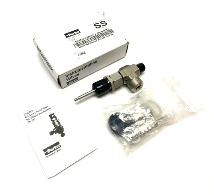 New | in-Stock PARKER HIGH PRESSURE RELIEF VALVE, MANUAL OVERRIDE, ANGLED Valves/Fittings | Maverick Industrial Sales #1107827