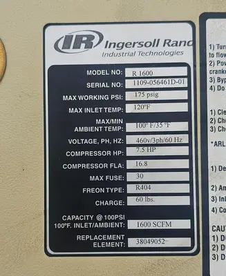 USED INGERSOLL RAND R-1600