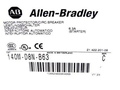 NEW ALLEN BRADLEY 140M-D8N-B63 CIRCUIT PROTECTOR SERIES C 140MD8NB63