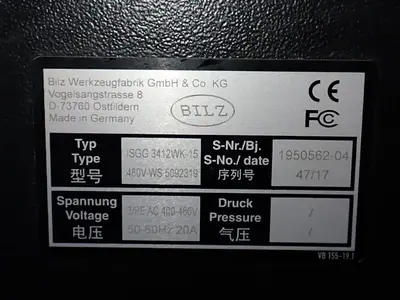 USED 2017 BILZ SG 3400WK415 / ISG3400