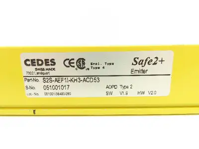 Cedes S2S-AEF1I-KH3-ACD53 Safe2+ Safety Light Curtain Emitter 360mm Long